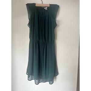 H&M Blouson Dress Women’s Size 10 Color Green Cap‎ Sleeve Boat Neck